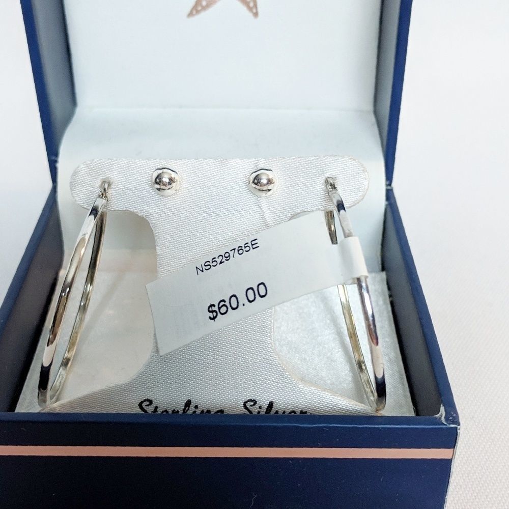 Sterling Silver 40mm Hoops & Stud Earrings - Picture 6 of 8